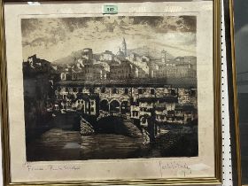 CARLO VITALE. ITALIAN 1902-1996. Ponte Vecchio, Firenze. Signed, dated 1926, inscribed and