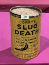 A vintage slug pellet tin. 10½" high. c. 1930.