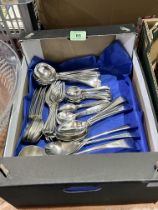 Two boxes of plated cutlery.