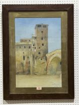 ARILD (BARON) ROSENFRANTZ. DANISH 1870-1964. A continental fortifield house. Signed watercolour