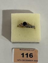 Two gem set gold rings, one marked 375, the other with rubbed marks. 5g gross.