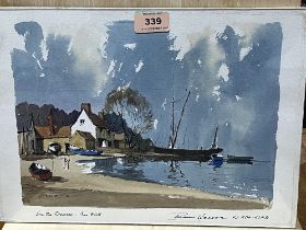 EDWARD WESSON. R.B.A; BRITISH 1910-1983. On the Orwell, Pin Mill. Signed and inscribed.