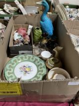 Two boxes of ceramics and sundries.