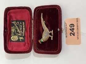 A 14ct and enamel pheasant brooch. 5.6g.