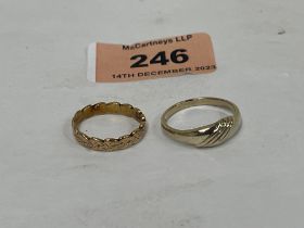 A 22ct ring, 3.4g and a 9ct ring, 2.3g.