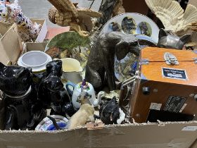 Two boxes of ceramics and sundries.