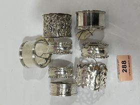 Eight silver napkin rings. 4ozs 8dwts.