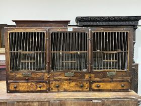 An early Victorian mahogany mural finch cage. 42"w x 22"h.
