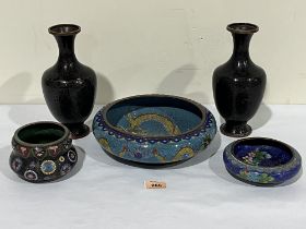 Five items of Japanese cloisonne enamel.