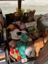 A box of TY Beanies, Beatrix Potter books etc.