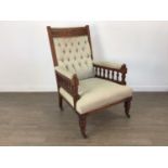 AN EDWARDIAN WALNUT ARMCHAIR