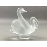 A LALIQUE FROSTED GROUP OF TWO SWANS