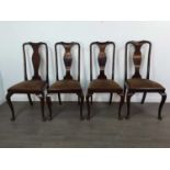 AN EARLY 20TH CENTURY MAHOGANY DINING TABLE, CHAIRS AND SIDEBOARD