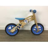 A WOODEN BICYCLE AND OTHER TOYS
