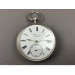 A SILVER CASED 'LUDGATE' POCKET WATCH BY BENSON OF LONDON AND A JEWELLERY BOX