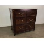 A REPRODUCTION MAHOGANY THREE DRAWER CHEST