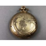 AN ELGIN ROLLED GOLD HUNTER CASED POCKET WATCH AND FURTHER WATCHES