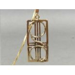 A GOLD RENNIE MACKINTOSH PENDANT ALONG WITH SILVER AND OTHER JEWELLERY
