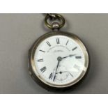 A SILVER CASED POCKET WATCH BY H. SAMUEL OF MANCHESTER