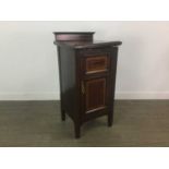 AN EDWARDIAN MAHOGANY SHERATON REVIVAL BEDSIDE CABINET