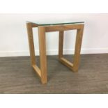 TWO GLASS TOPPED SIDE TABLES