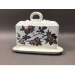 A VICTORIAN CHEESE DISH AND COVER AND OTHER CERAMICS
