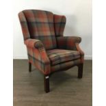 A WING BACK ARMCHAIR