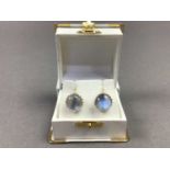 A PAIR OF MOONSTONE EARRINGS