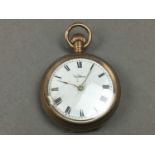 THREE GOLD PLATED POCKET WATCHES AND A FOB WATCH