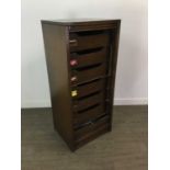 AN OAK TAMBOUR FRONT FILING CABINET