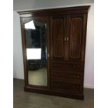 AN EDWARDIAN MAHOGANY SHERATON REVIVAL WARDROBE