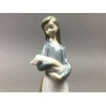 A LLADRO FIGURE OF A GIRL WITH A PIG