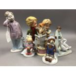 A PAIR OF WEST GERMAN FIGURES OF A BOY AND GIRL AND OTHERS