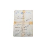 A LATE 1940s SIGNED ENGLAND TEAM SHEET