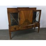 AN ART DECO WALNUT DISPLAY CABINET