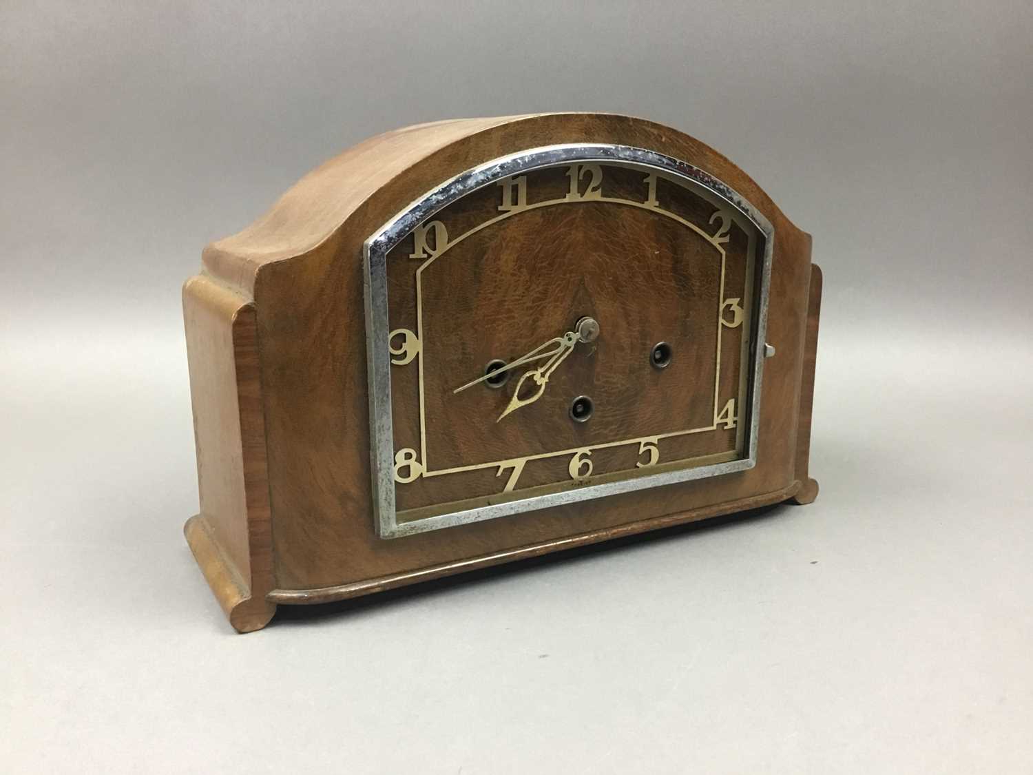 A MAHOGANY STANDARD LAMP, MAHOGANY CLOCK AND A LANTERN - Image 2 of 5