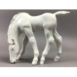 A COLLECTION OF EIGHT PORCELAIN HORSE FIGURES AND OTHERS