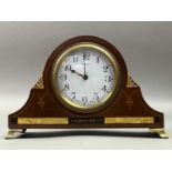 FRENCH STYLE INLAID MAHOGANY MANTEL CLOCK AND TWO OTHER CLOCKS