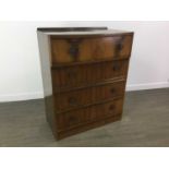 20TH CENTURY WALNUT CHEST OF DRAWERS AND ANOTHER