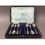 SET OF WALKER & HALL TEASPOONS AND OTHER PLATED ITEMS