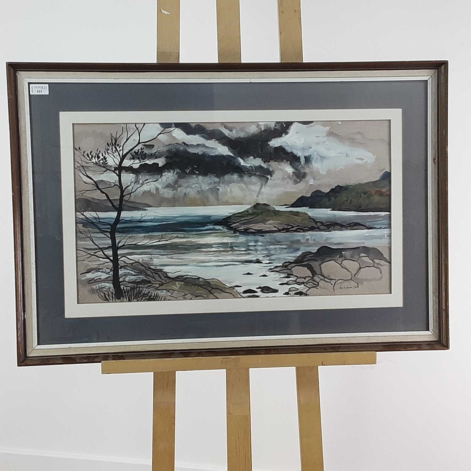 Ann R. Thomas Artist FRAMED PICTURE OF A SEASCAPE MIXED MEDIA signed Ann R. Thomas 198395cm ...
