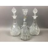 THREE CRYSTAL DECANTERS