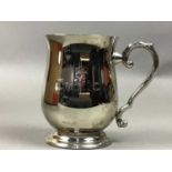 SILVER PLATED TANKARD AND OTHER SILVER PLATED WARE