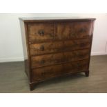 WALNUT AND MAHOGANY CHEST OF DRAWERS GEORGE V