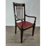 SET OF FOUR OAK CHAIRS AND A CARVER 20TH CENTURY