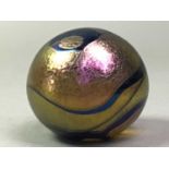 IRIDESCENT PAPERWEIGHT AND OTHER GLASS ITEMS