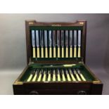 OAK TABLE TOP CANTEEN WITH SILVER PLATED CUTLERY