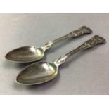 GROUP OF SILVER SPOONS AND OTHER SILVER ITEMS