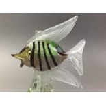 MURANO STYLE GLASS FISH AND OTHER GLASS WARE
