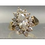 NINE CARAT DRESS RING ALONG WITH A PAIR OF EARRINGS AND PEARL SET CHAIN
